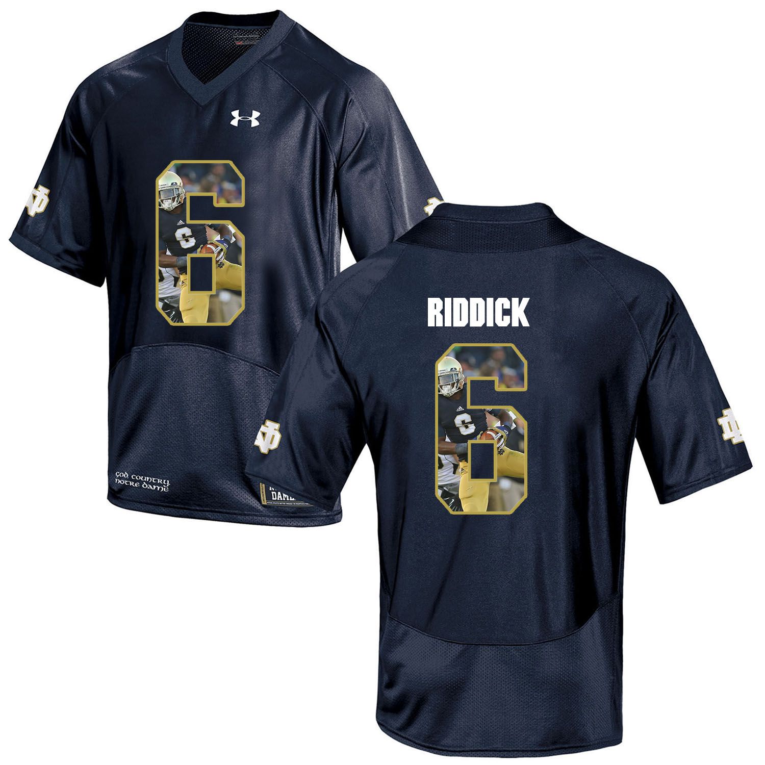 Men Norte Dame Fighting Irish #6 Riddick Navy Blue Fashion Edition Customized NCAA Jerseys